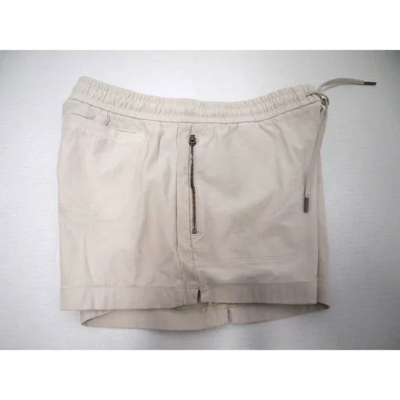 Athleta Womens Shorts 4 Drawstring Soft Zipper Pockets Beige 4" Inseam - Picture 5 of 5